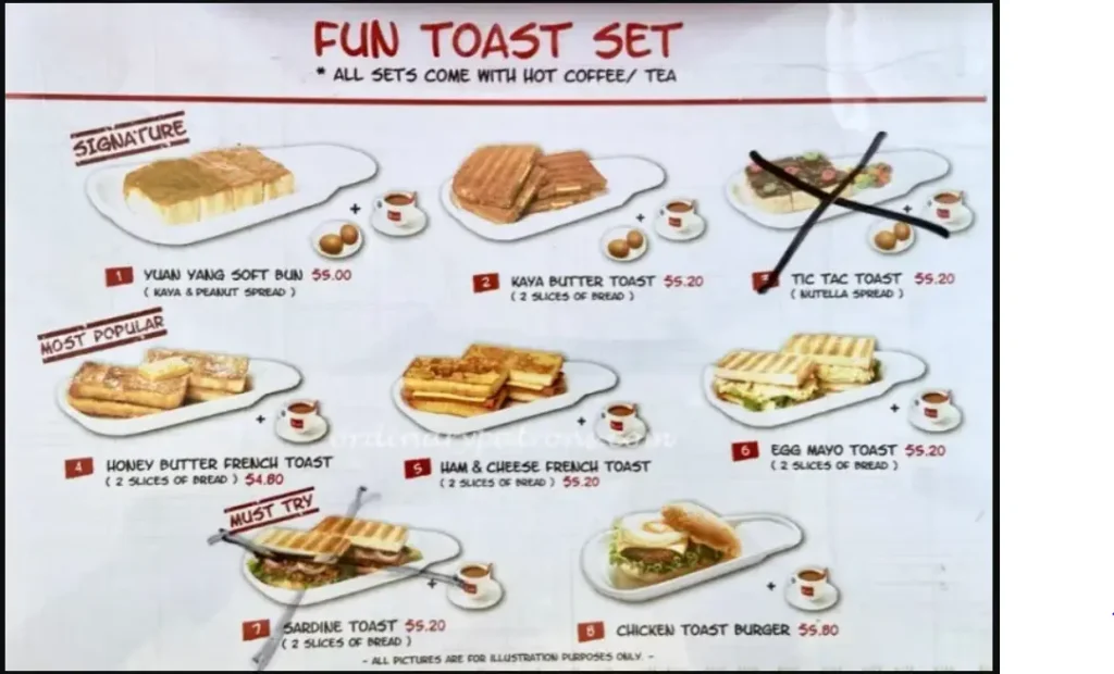 Fun Toast Singapore Menu 