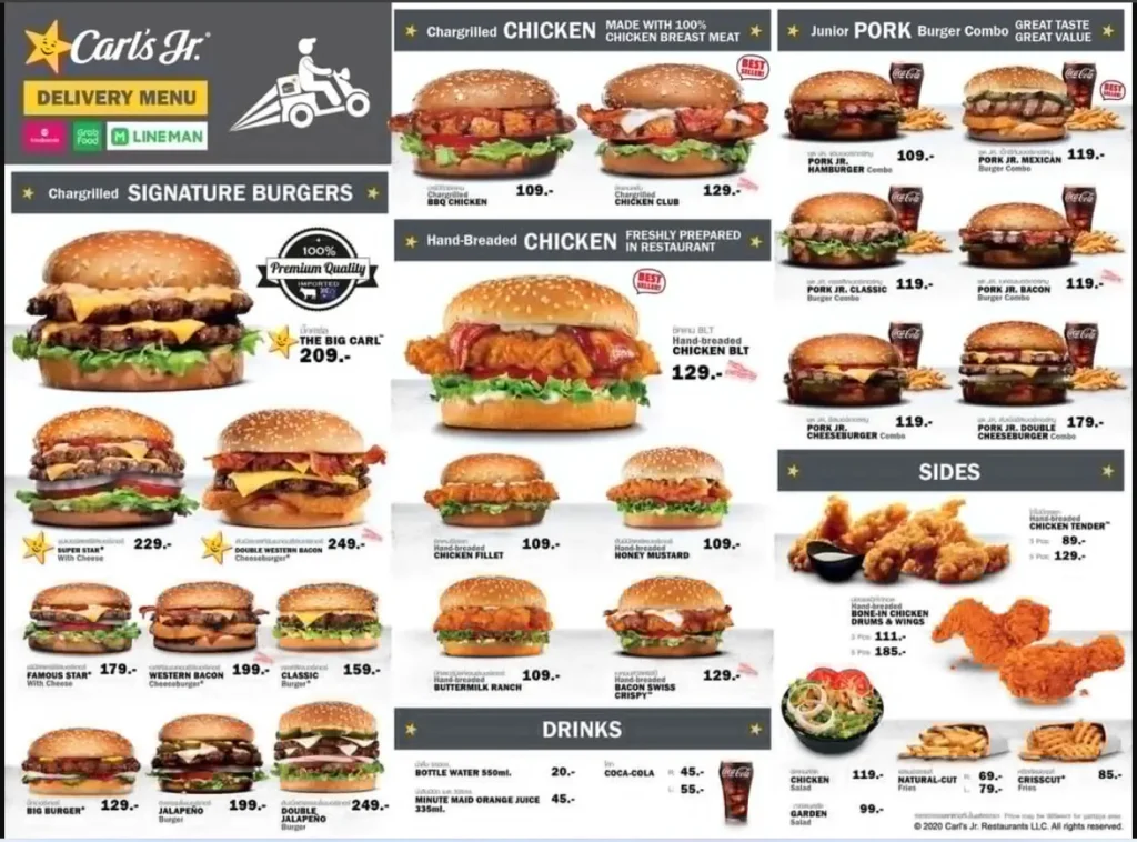 Carls Jr Premium Angus Beef Burger Ala Carte Menu
