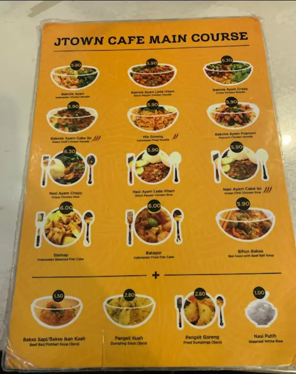 Jtown Cafe Singapore Menu