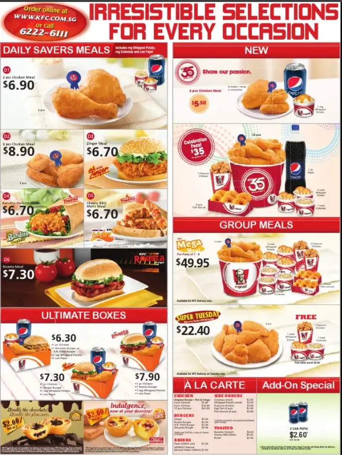 KFC Singapore Menu