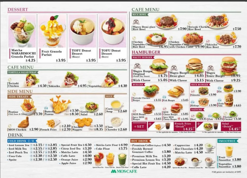 Mos Burger Singapore Menu