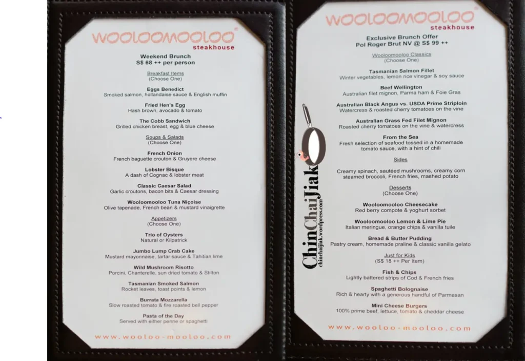 Wooloomooloo Steakhouse Salads Menu